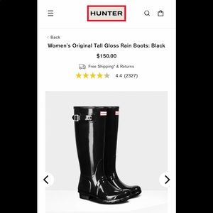 Hunter Rain Boots: Original Tall Gloss Size 7